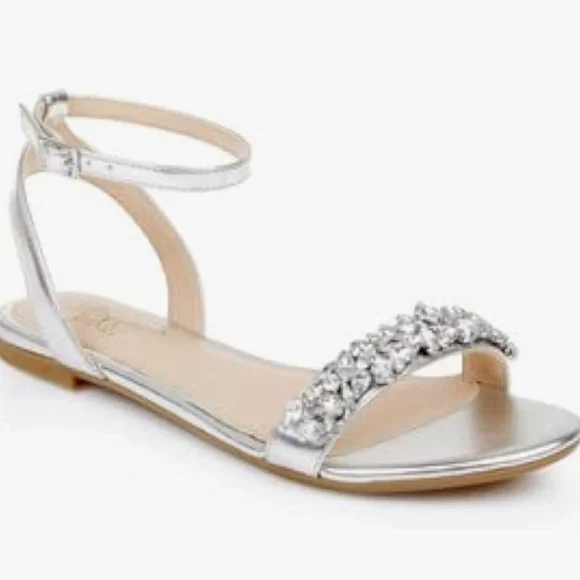 Jewel Badgley Mischka Ohara Minimalist Crystal Adorned Flats size 5.5 - Picture 1 of 5